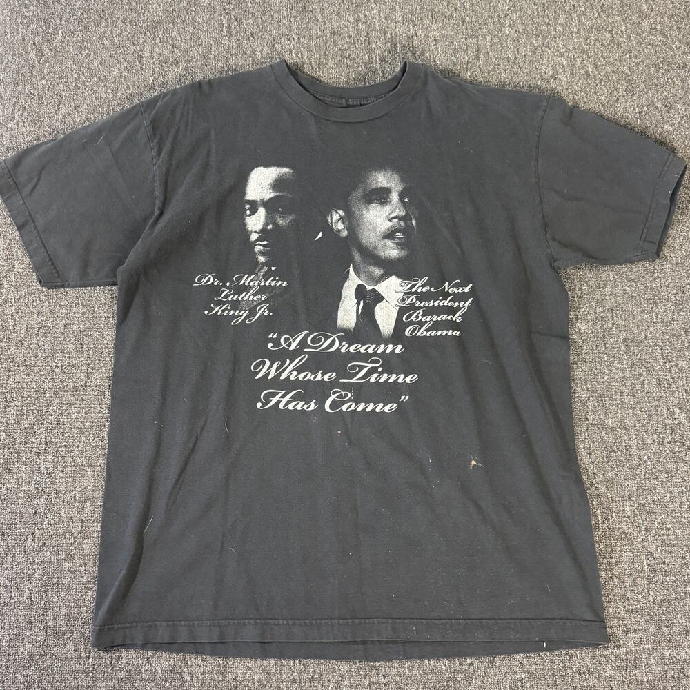 Vintage Y2k Mlk Jr Obama Black History Have a Dream Graphic Tee Men's Large